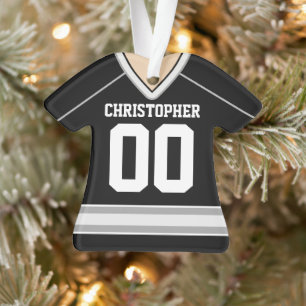 Black/Silver/White Custom Hockey Jersey Ornament