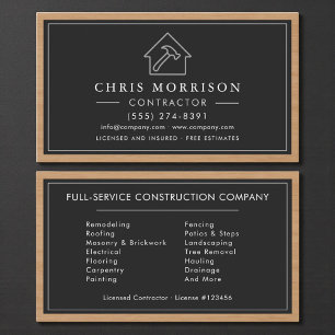 Black & Silver Wood Building Construction Business Card