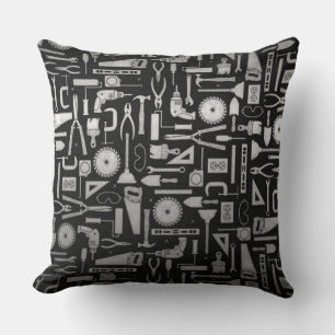 Black & Silver Workshop Tools Cushion