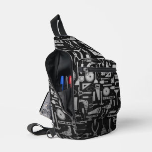 Black & Silver Workshop Tools Sling Bag