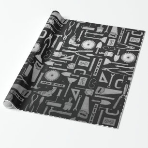 Black & Silver Workshop Tools Wrapping Paper