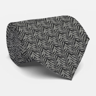 Black Silver Zebra Stripes Pattern Tie