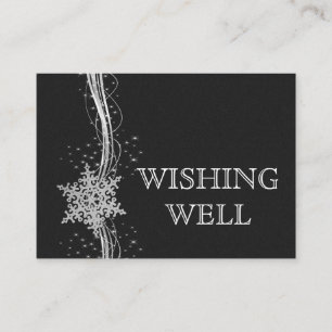 black SilverSnowflakes Winter wedding wishing well Enclosure Card
