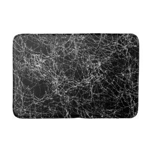 Black & Silvery Spider Webs Chic Halloween Bath Mat