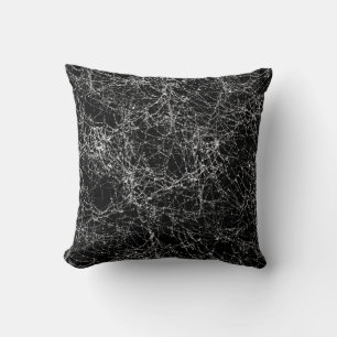Black & Silvery Spider Webs Chic Halloween Cushion