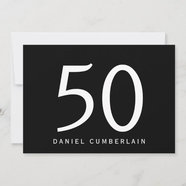 Black Simple 50th Birthday Party Invitation (Front)