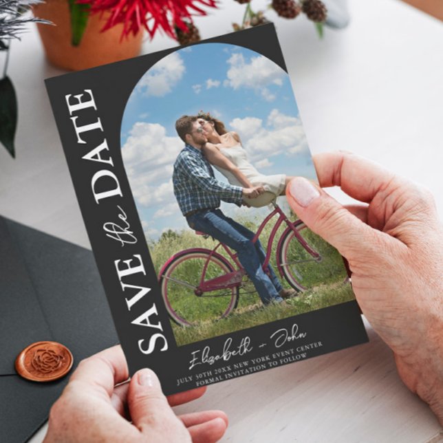 Black Simple Arch Photo Wedding Save the Date  (Creator Uploaded)