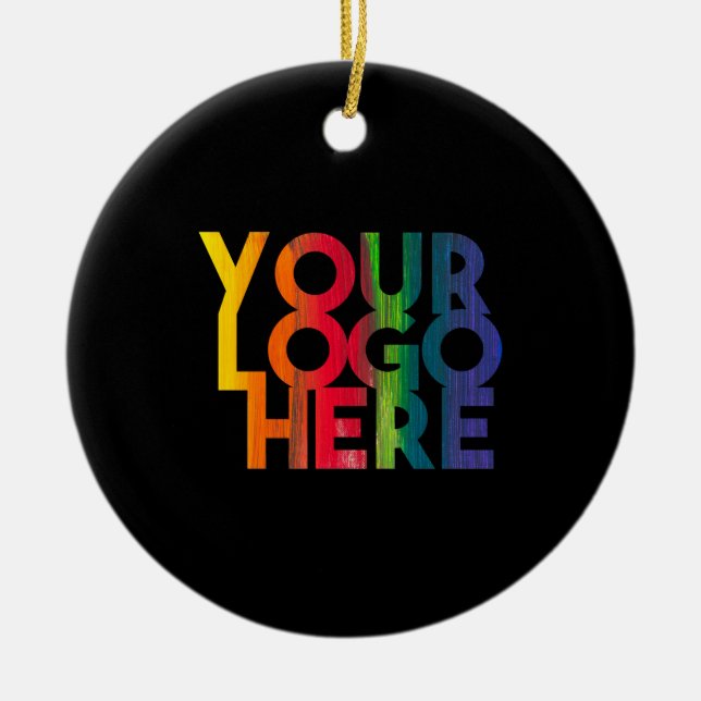 Black Simple Business Logo Christmas Festive Ceramic Ornament (Front)