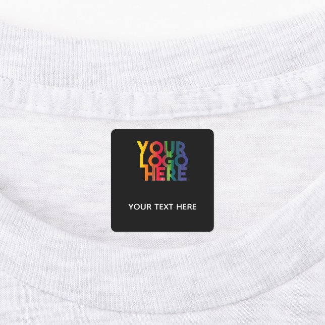 Black Simple Business Logo Fabric Clothing Labels (Affixed)