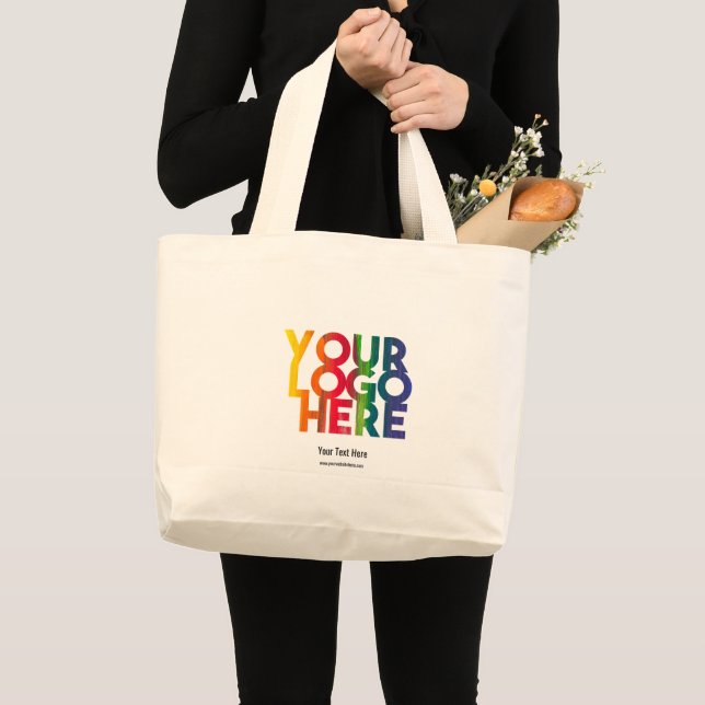 Black Simple Business Logo Large Tote Bag (Front (Product))