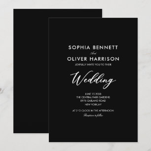 black SIMPLE CLASSIC elegant WEDDING INVITE