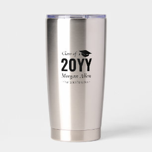 Black   Simple Custom Name Graduation Gift Insulated Tumbler