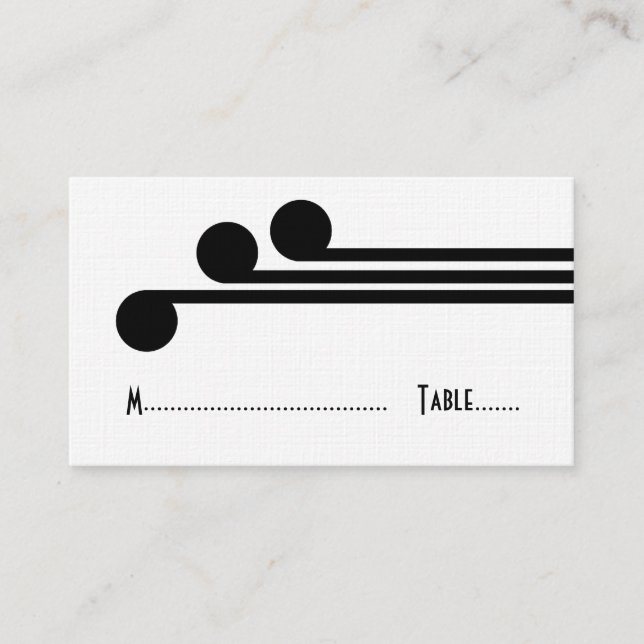 Black Simple Deco Chic Place Card (Front)
