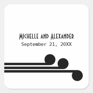 Black Simple Deco Chic Wedding Stickers