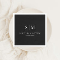 Black Simple Elegant Couple Initials Wedding