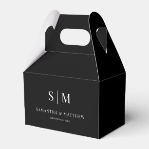 Black Simple Elegant Couple Monogram Wedding Favour Box