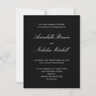 BLACK Simple Elegant Minimal Wedding DIGITAL Invitation