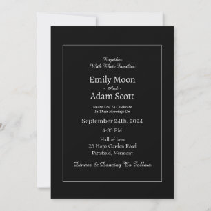 Black Simple elegant sage wedding Invitation