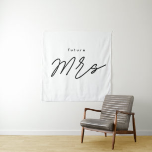 Black Simple Elegant Text Future MRs Bridal Shower Tapestry