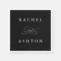 Black Simple Elegant Wedding Napkins