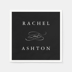 Black Simple Elegant Wedding Napkins