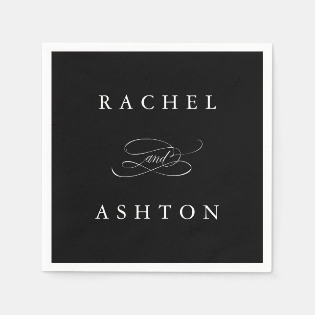 Black Simple Elegant Wedding Napkins (Front)