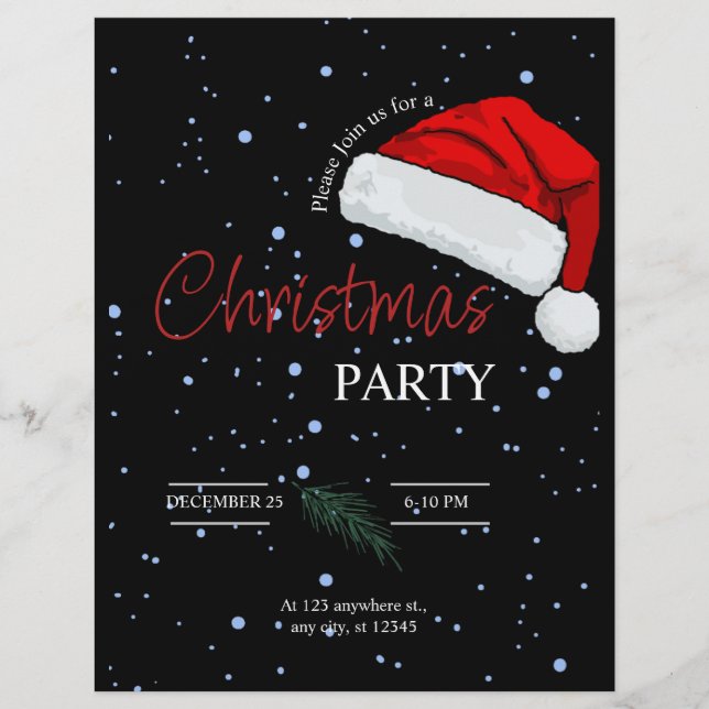 Black Simple Family Christmas Party Invitation Flyer (Front)