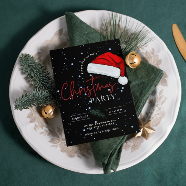 Black Simple Family Christmas Party Invitation Postcard (Creator Uploaded)