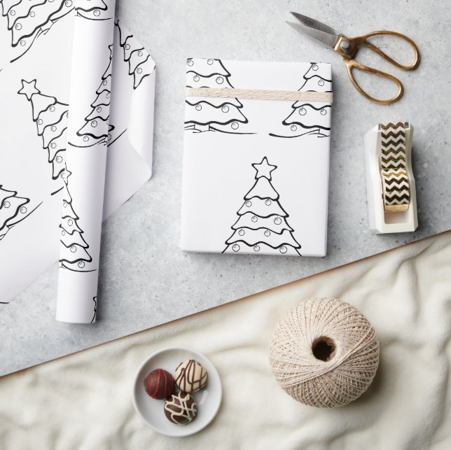 Black Simple Merry Christmas Wrapping Paper (Crafts)