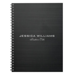 Black Simple Metallic Brushed Aluminium Look Notebook