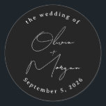 Black Simple Minimalist Script Calligraphy Wedding Classic Round Sticker<br><div class="desc">Black Simple Minimalist Script Calligraphy Wedding Classic Round Sticker</div>
