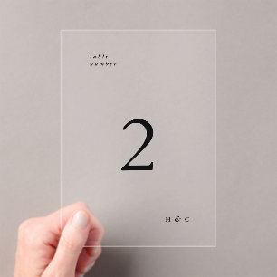 Black Simple Modern Acrylic Arch Table Number