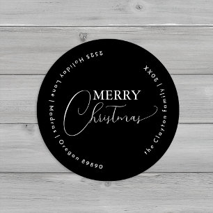 Black Simple Modern Merry Christmas Envelope Seals