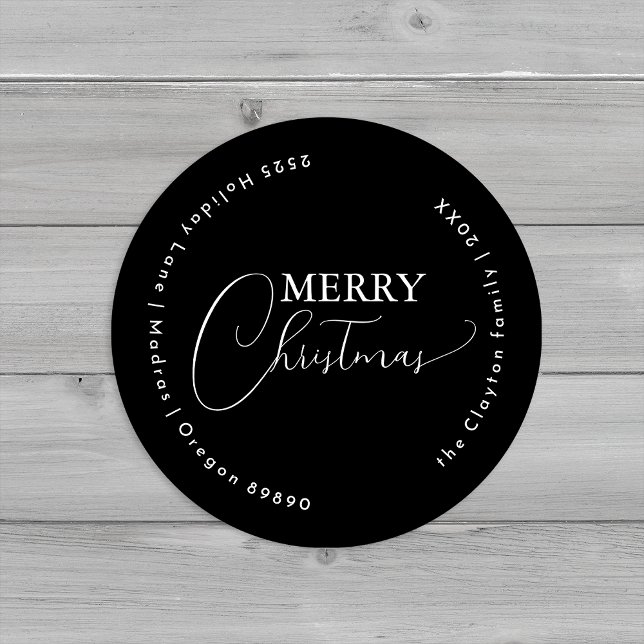 Black Simple Modern Merry Christmas Envelope Seals (Creator Uploaded)