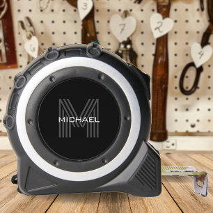 Black Simple Modern Minimalist Monogram Initial 1