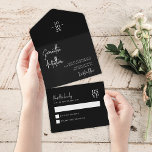 Black Simple Modern Minimalist Wedding All In One Invitation<br><div class="desc">Black Simple Modern Minimalist Wedding All in One Invitation</div>