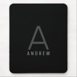 Black Simple Modern Monogrammed Mouse Pad<br><div class="desc">Simple black,  white,  and grey monogrammed personalised name and initial on a mous epad perfect for work,  school,  or a minimalist and masculine inspired home office.</div>