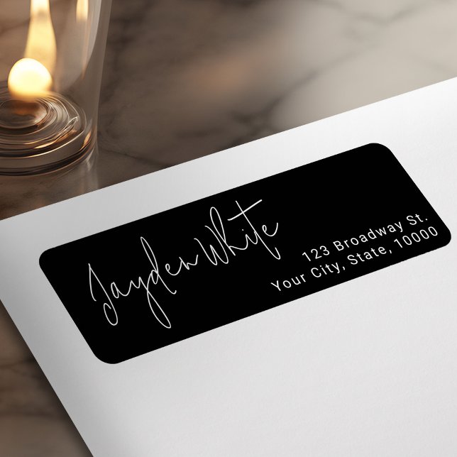 Black Simple Modern Script Graduate Return Address Label (Black Simple Modern Script Graduate Return Address Label)