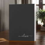 Black Simple Modern Script Monogram Girly Name Pocket Folder<br><div class="desc">Black Simple Modern Script Monogram Name Pocket Folder. This makes the perfect sweet 16 birthday,  wedding,  bridal shower,  anniversary,  baby shower or bachelorette party gift for someone that loves glam luxury and chic styles.</div>