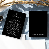 Black Simple Modern Script Wedding Details