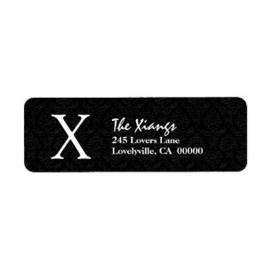 Black Simple Monogram X or Any Initial Y152 Return Address Label