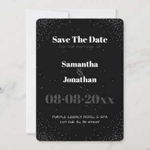 Black Simple Night Sky Wedding Save The Date Invitation