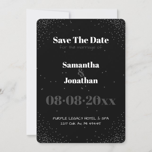 Black Simple Night Sky Wedding Save The Date Invitation (Front)
