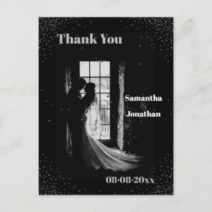 Black Simple Night Sky Wedding Thank You Postcard