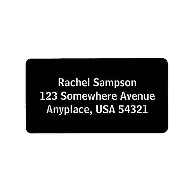 Black Simple Plain Address Labels (Front)