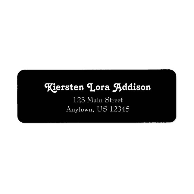 Black Simple Plain Return Address Labels (Front)