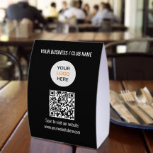 Black Simple QR Code Logo Website Paper Table Tent