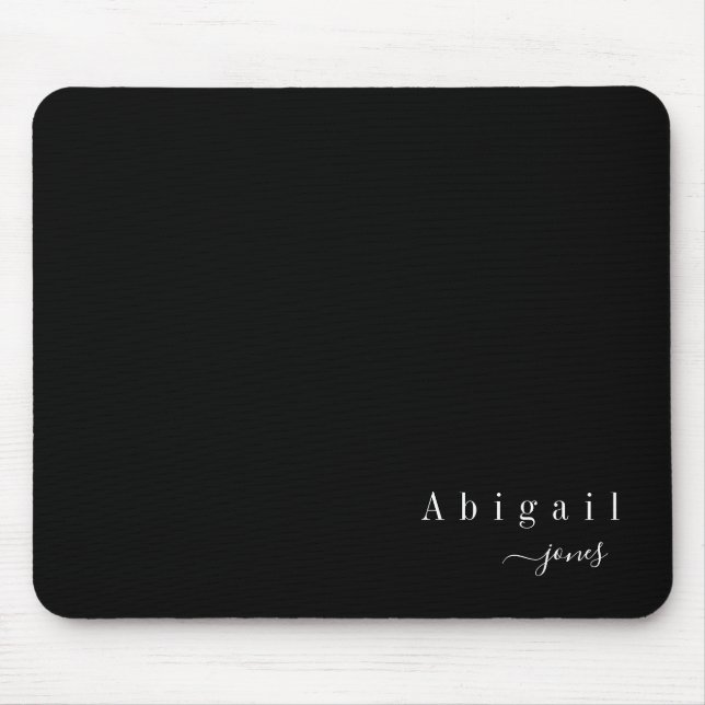 Black Simple Script Name Modern personalised Mouse Pad (Front)