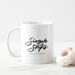 Black Simple Steps Quote Modern Calligraphy Coffee Mug