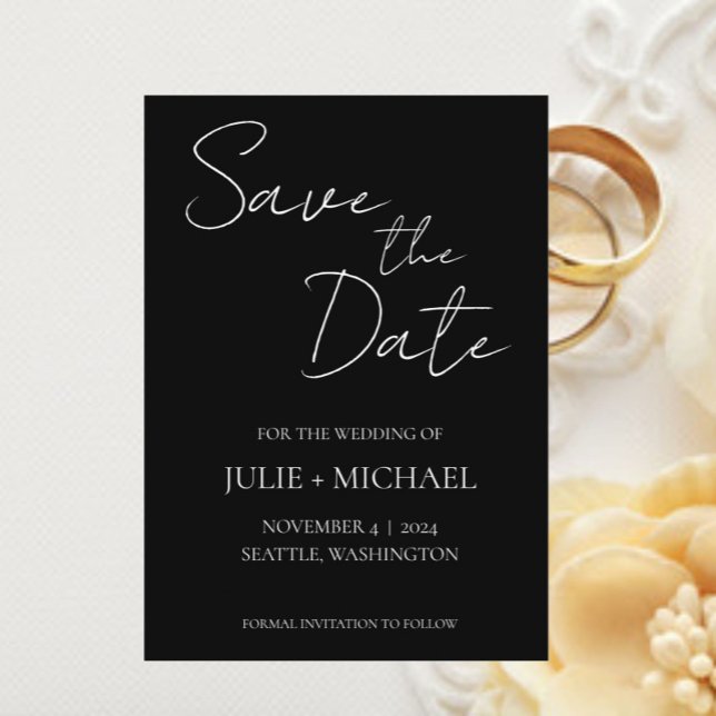 Black Simple Style Wedding Save The Date (In Situ Wedding)